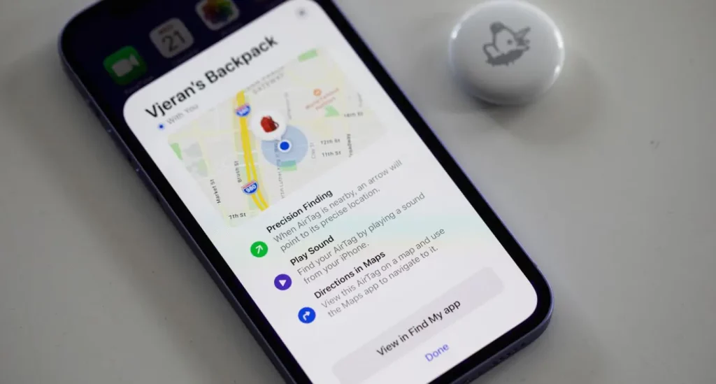 iPhone with open screen on how to use Apple AirTags