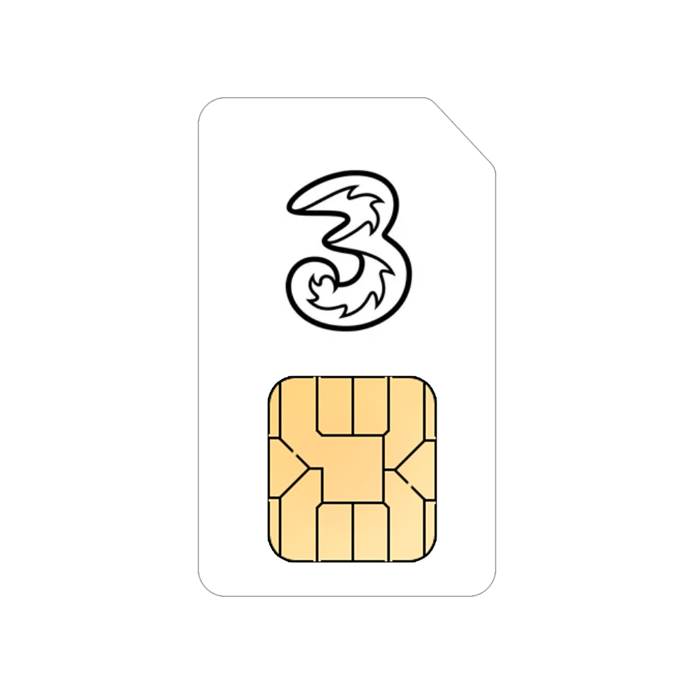 Cutout of Three Business SIM card only contract deal with Unlimited Data