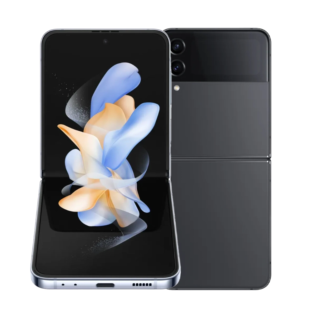 Cutout of Samsung Galaxy Z Flip 4 for business in graphite black