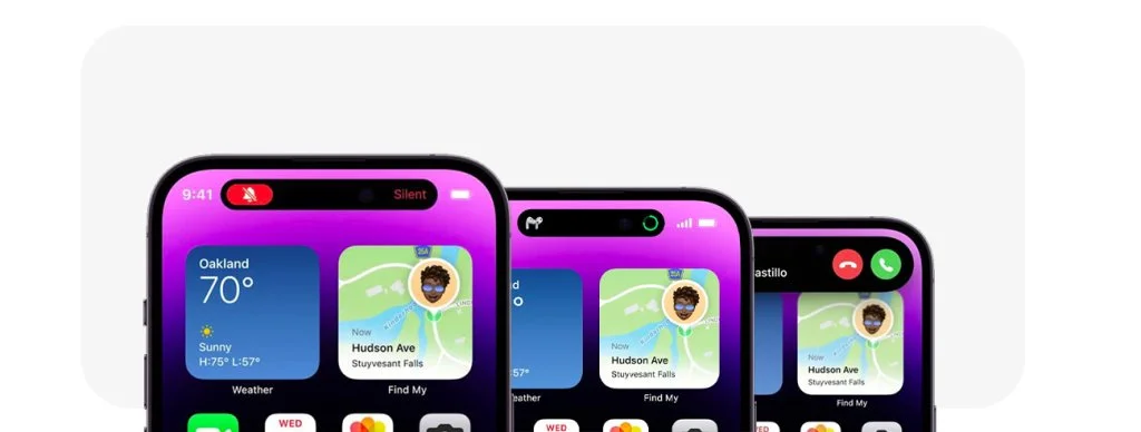 iPhone 14 Pro and Pro Max with Dynamic Island and iOS 16