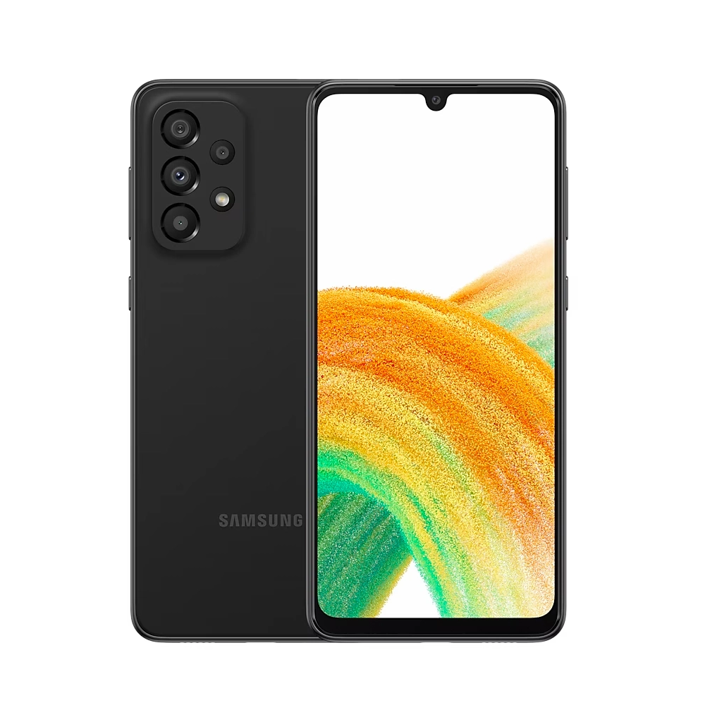 Cutout of Samsung Galaxy A33 5G in Awesome Black for business contract