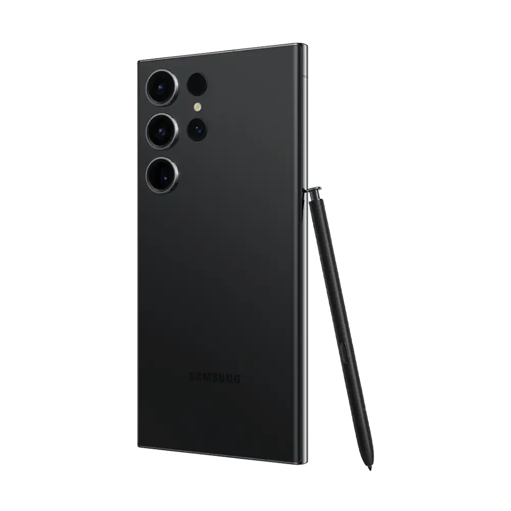 Product image of new Samsung S23 Ultra for business contract with stylus and 5-camera system