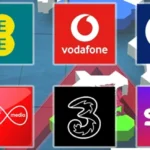 UK Networks 2023 Price increase with EE, Vodafone, O2, Virgin Mobile, Three, and Sky network logos