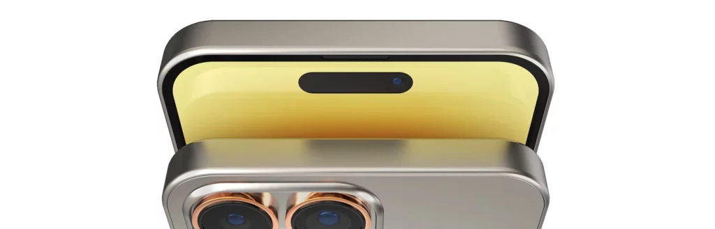 Close-up shot of Apple iPhone 15 design concept rumour with titanium frame