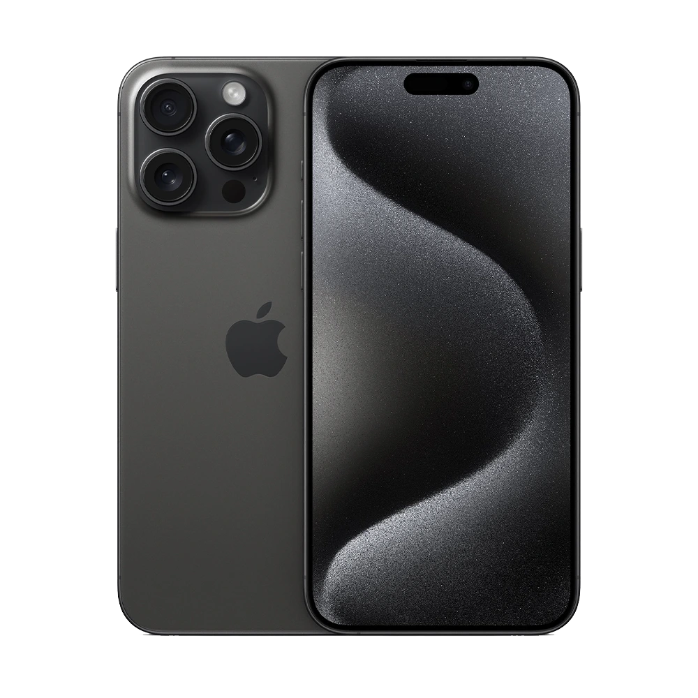 iPhone 15 Pro Max for business in black titanium product image cutout