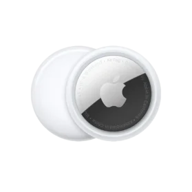 Front & rear side of white Apple AirTag