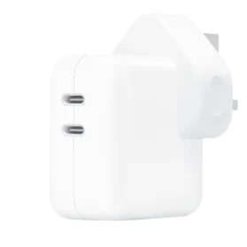 Apple charger 35W dual USB-C port power adapter in white