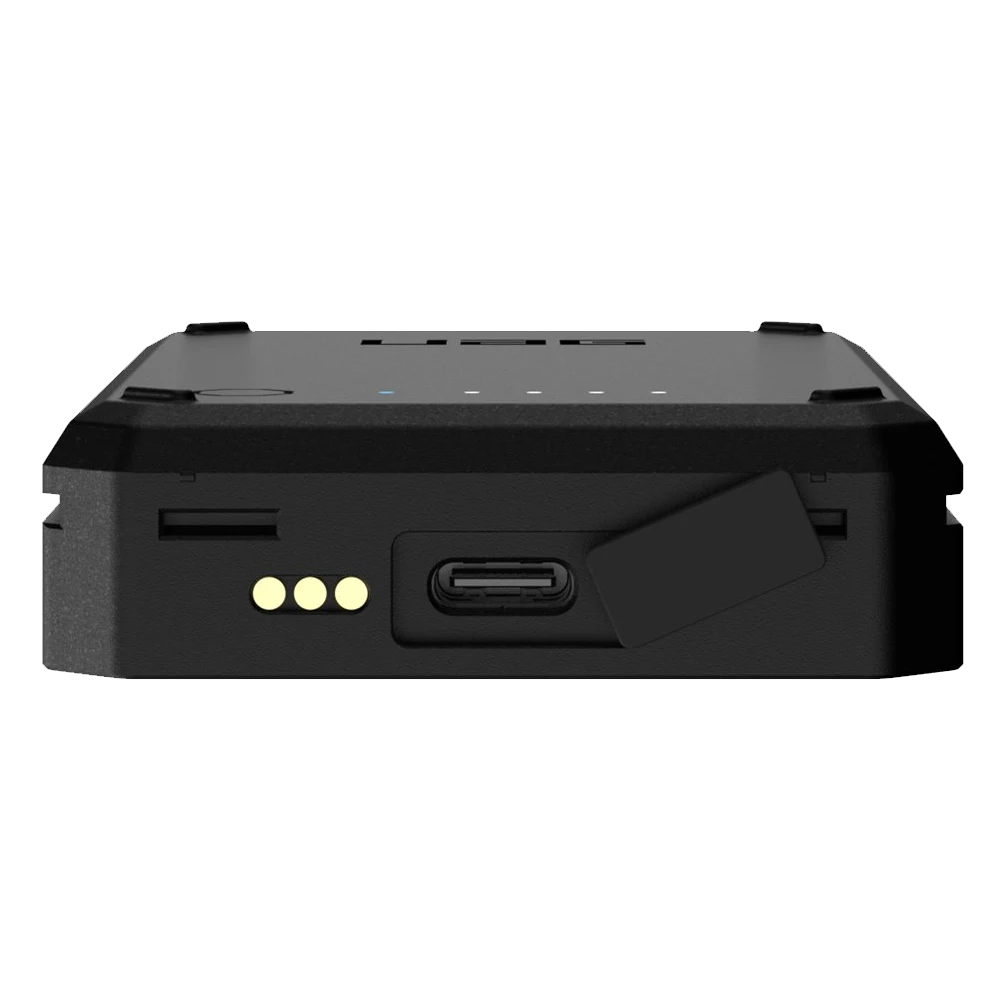 Bottom side of UAG Workflow 5000 mAh battery pack/power bank showing USB ports