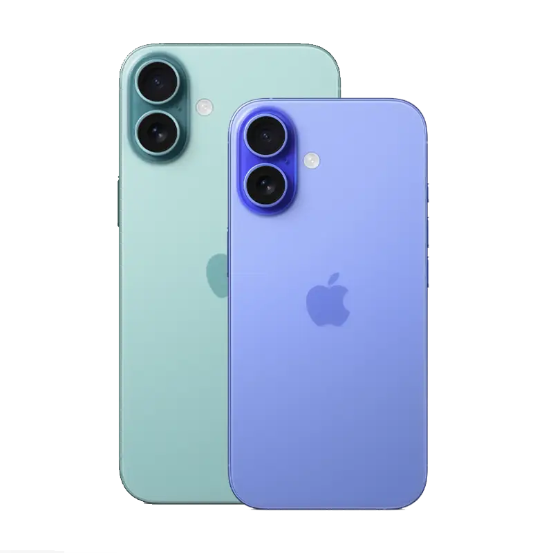 iPhone 16 Plus next to regular iPhone 16 model
