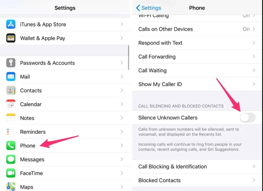 Step-by-step screenshots on how to block and silence unknown callers on iOS and iPhone