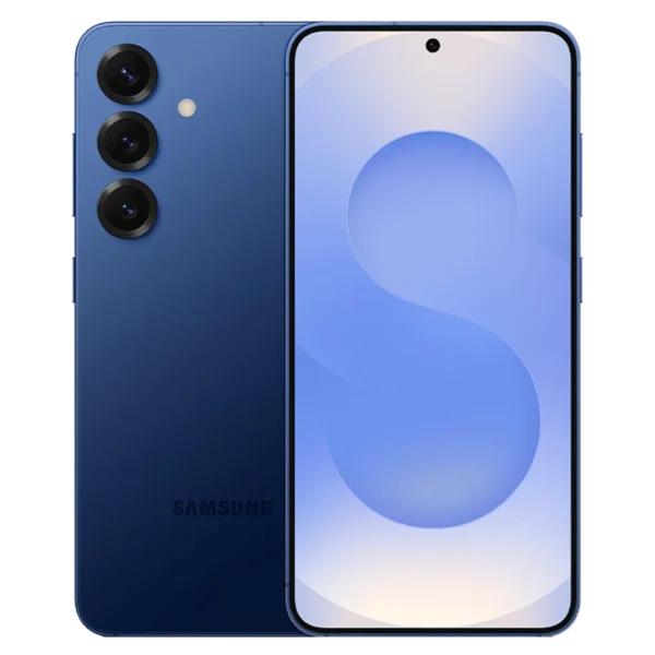 Front & rear side of Samsung Galaxy S25 / S25+ Plus smartphone in Navy Blue