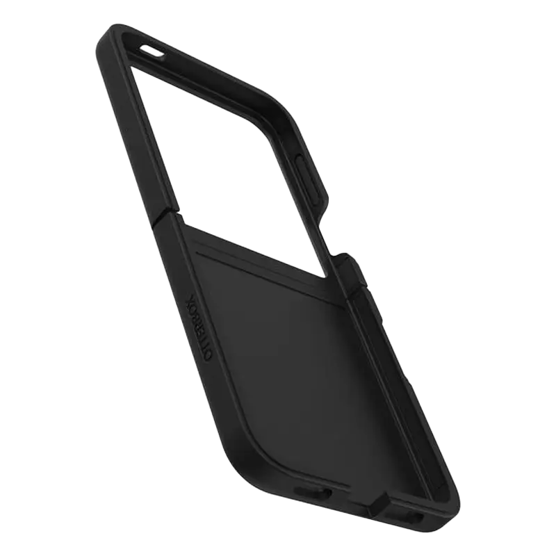 Side angle shot of OtterBox Thin Flex Case for Samsung Galaxy Z Flip6 in Black