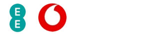 Row of UK mobile network logos - EE, Vodafone, Three, and O2