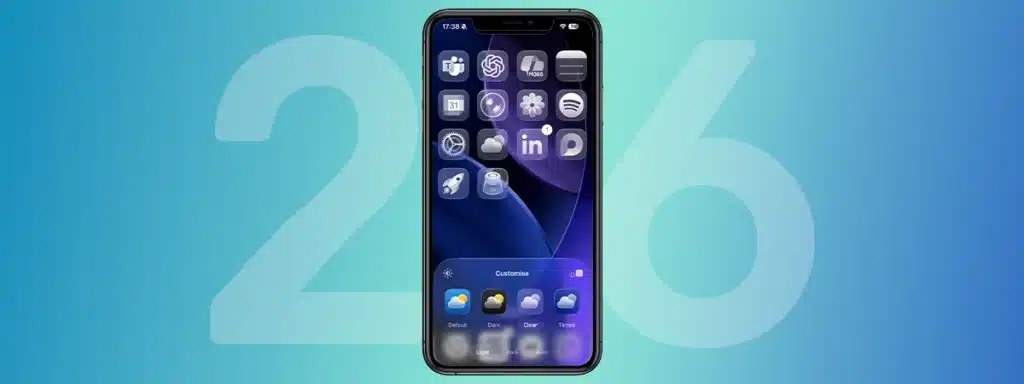 Apple iPhone 16 model with new iOS 26 Liquid Glass feature with clear icons 