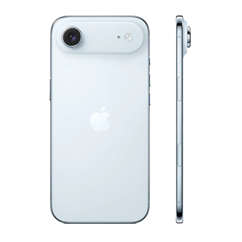 Rear & side view of Apple iPhone Air in Sky Blue