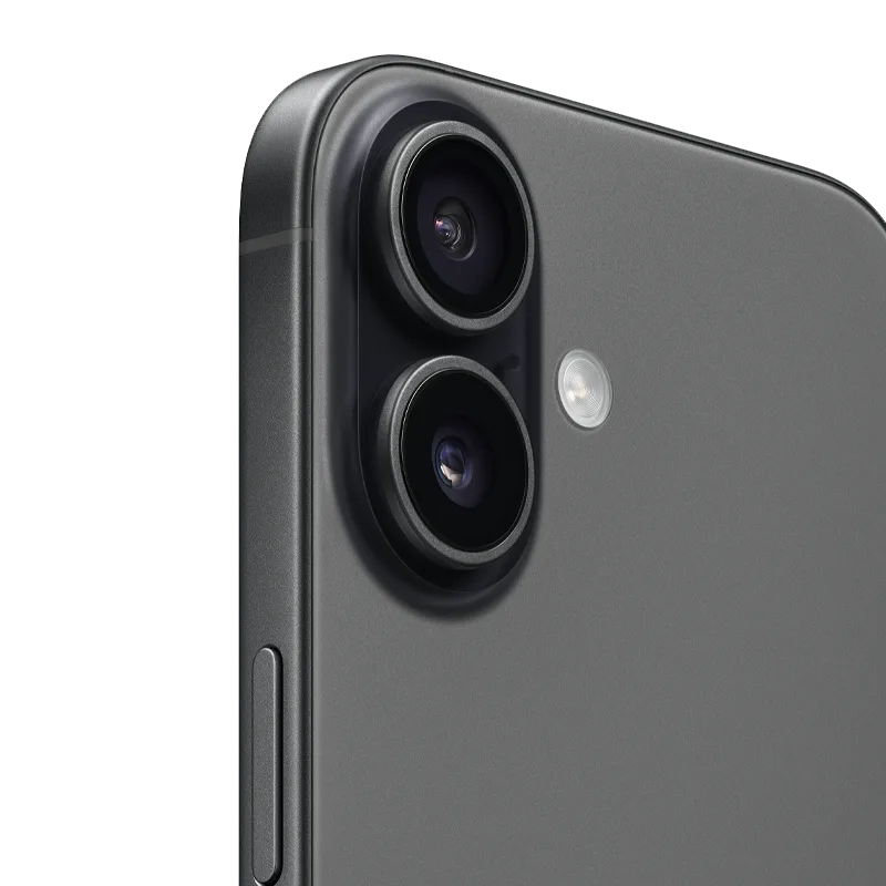 Close up of iPhone 17 dual camera in Black