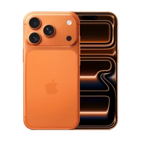 Apple iPhone 17 Pro / Pro Max front & rear side in Cosmic Orange colour
