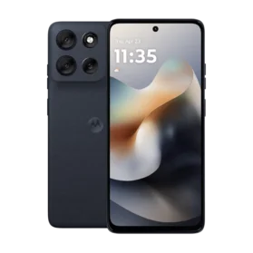 Front and back view of the Motorola G56 5G, highlighting the vibrant display and the triple camera module with a 50MP sensor.
