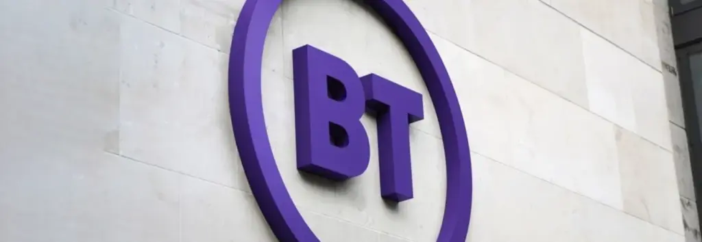 Photograph of BT logo on head office
